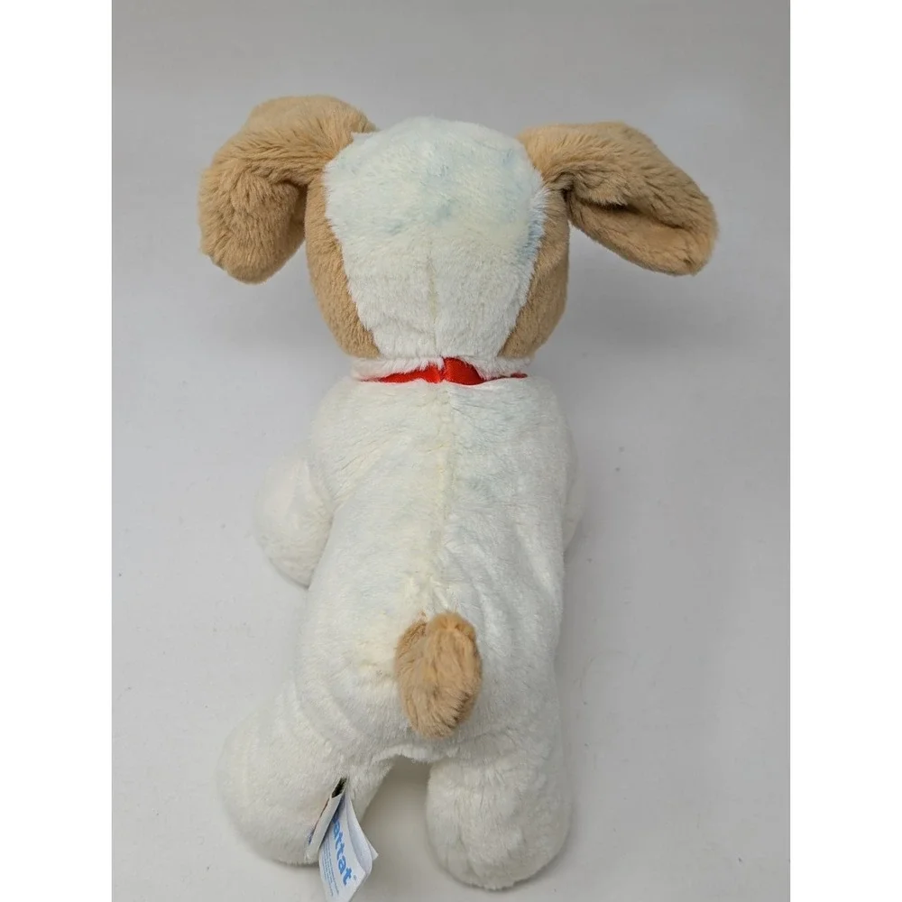 Battat Puppy‎ Dog Plush Red Collar Stuffed Animal Vintage Y2K Cute White Brown